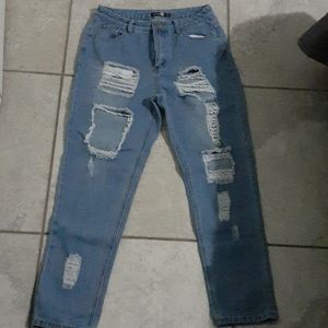Boohoo ripped high waisted mom jeans